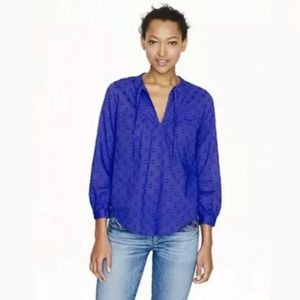 J Crew Double Dot Bib Top Navy Blue Semi Sheer